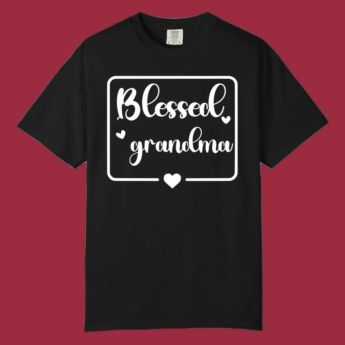 Blessed grandma text with heart accents.