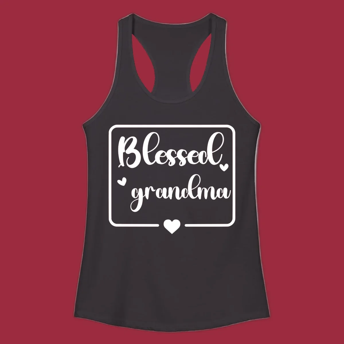 Blessed grandma text with heart accents.