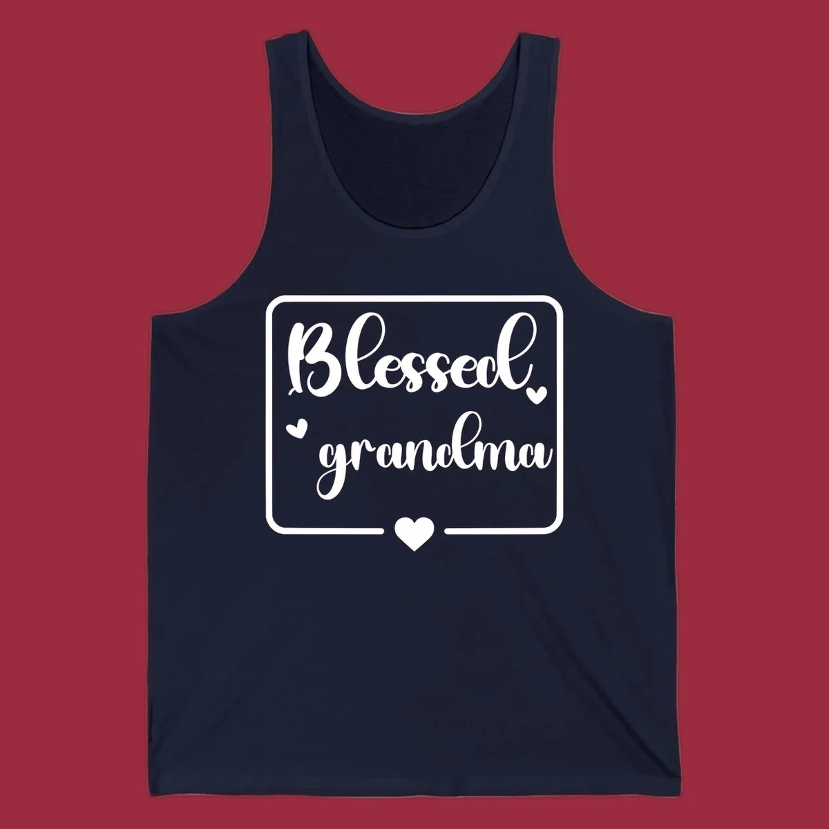 Blessed grandma text with heart accents.