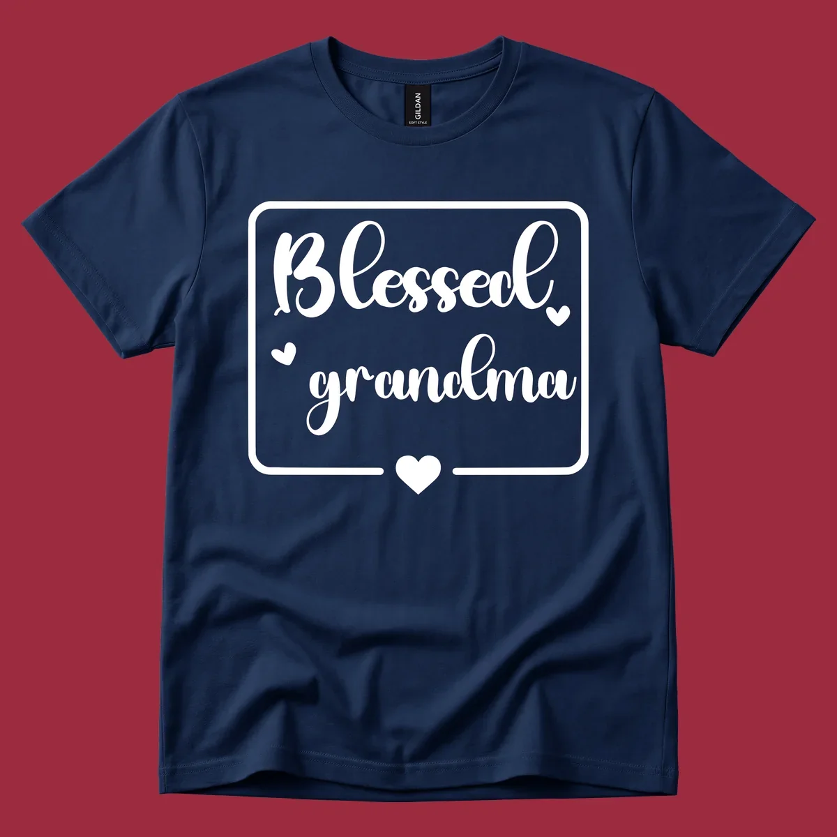 Blessed grandma text with heart accents.