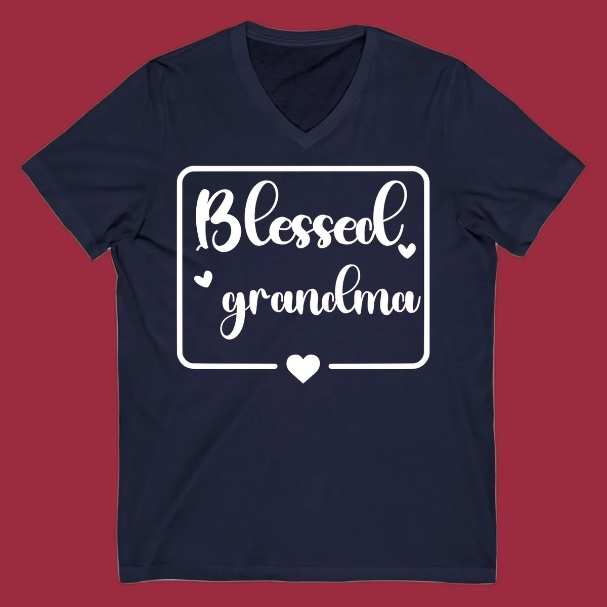 Blessed grandma text with heart accents.