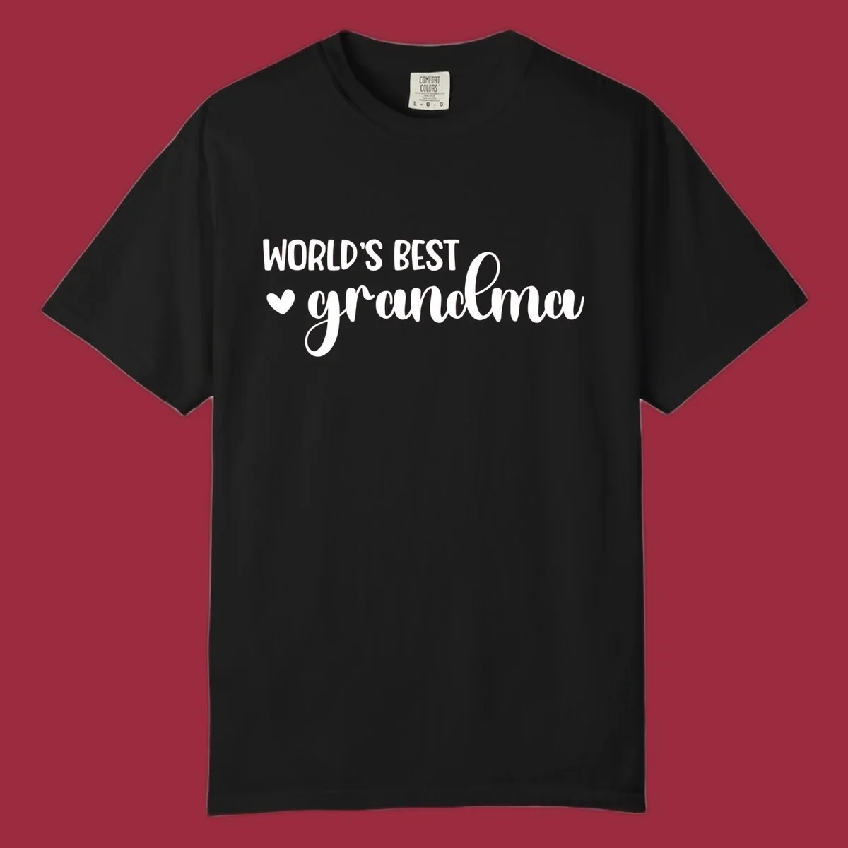 World's best grandma text with a heart graphic.