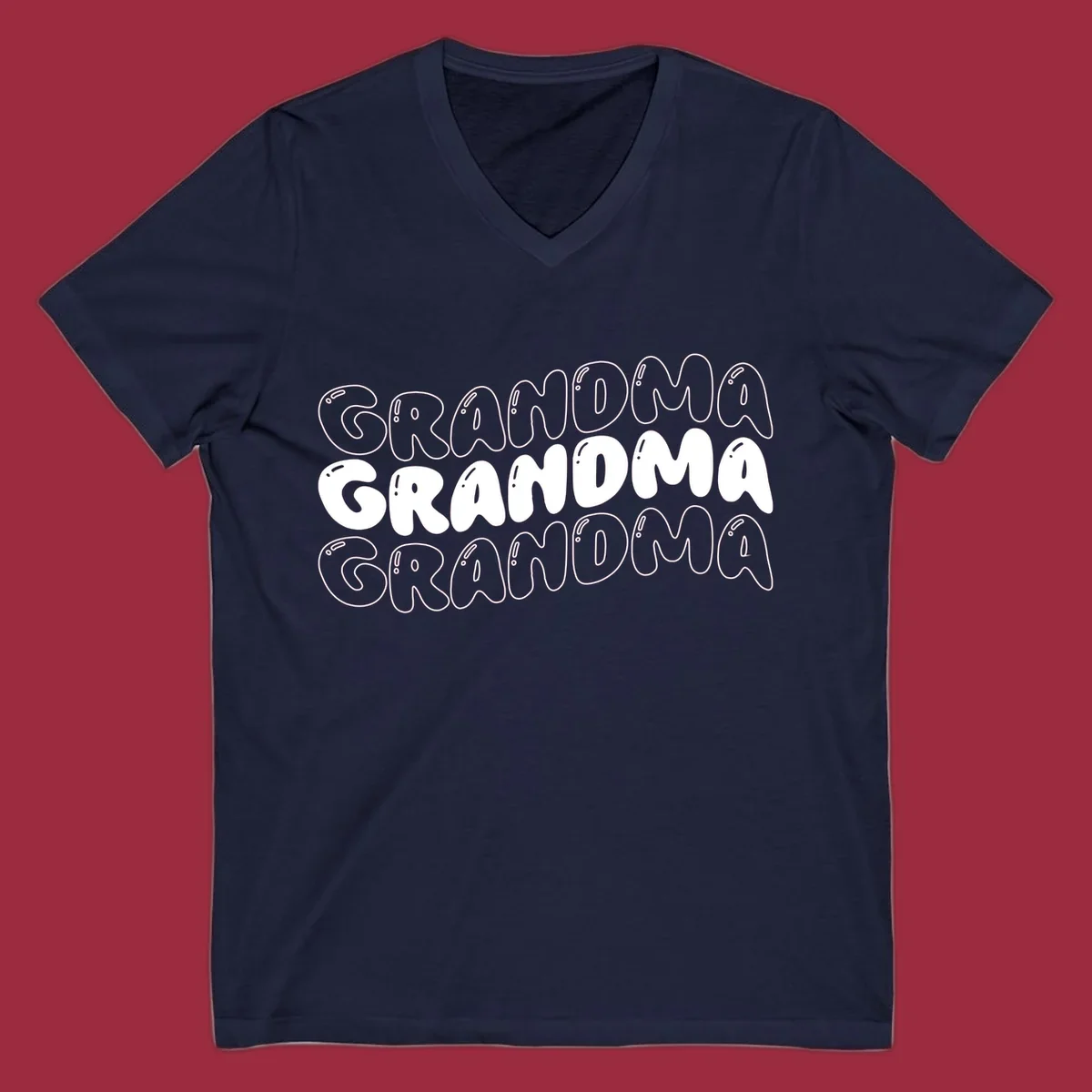 Grandma bubble letters design with three rows of text.