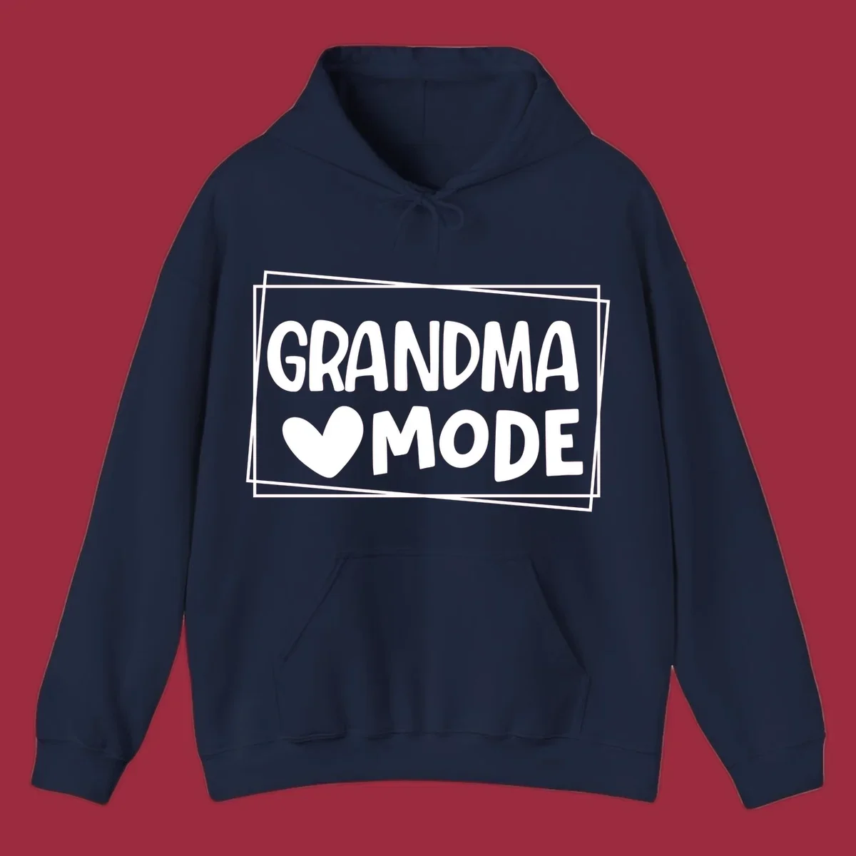 Grandma Mode text with heart icon, white on black and black on white.