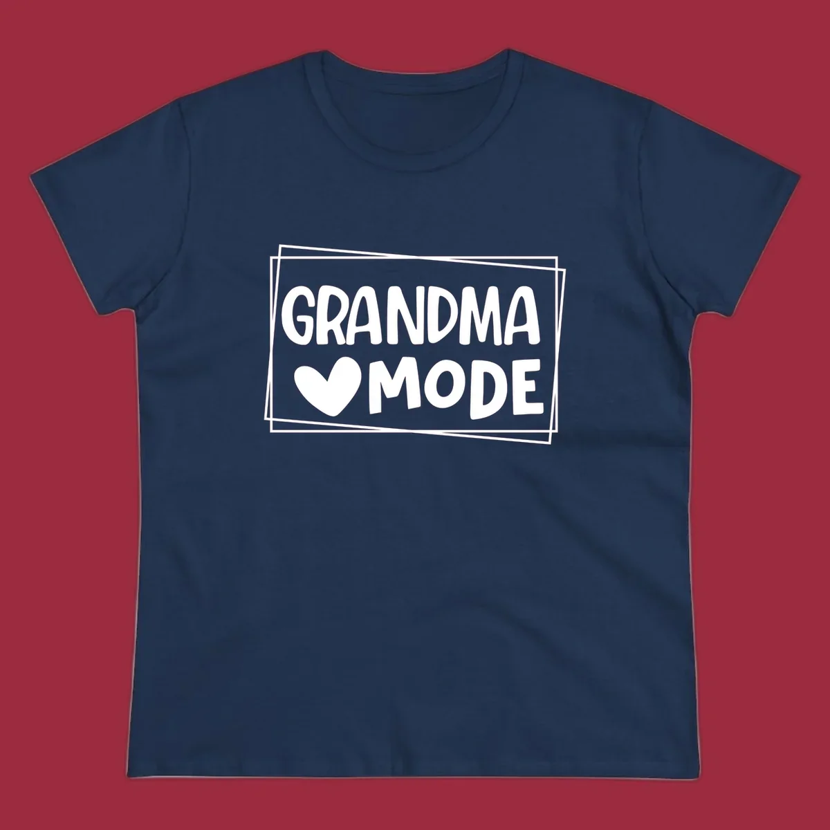Grandma Mode text with heart icon, white on black and black on white.