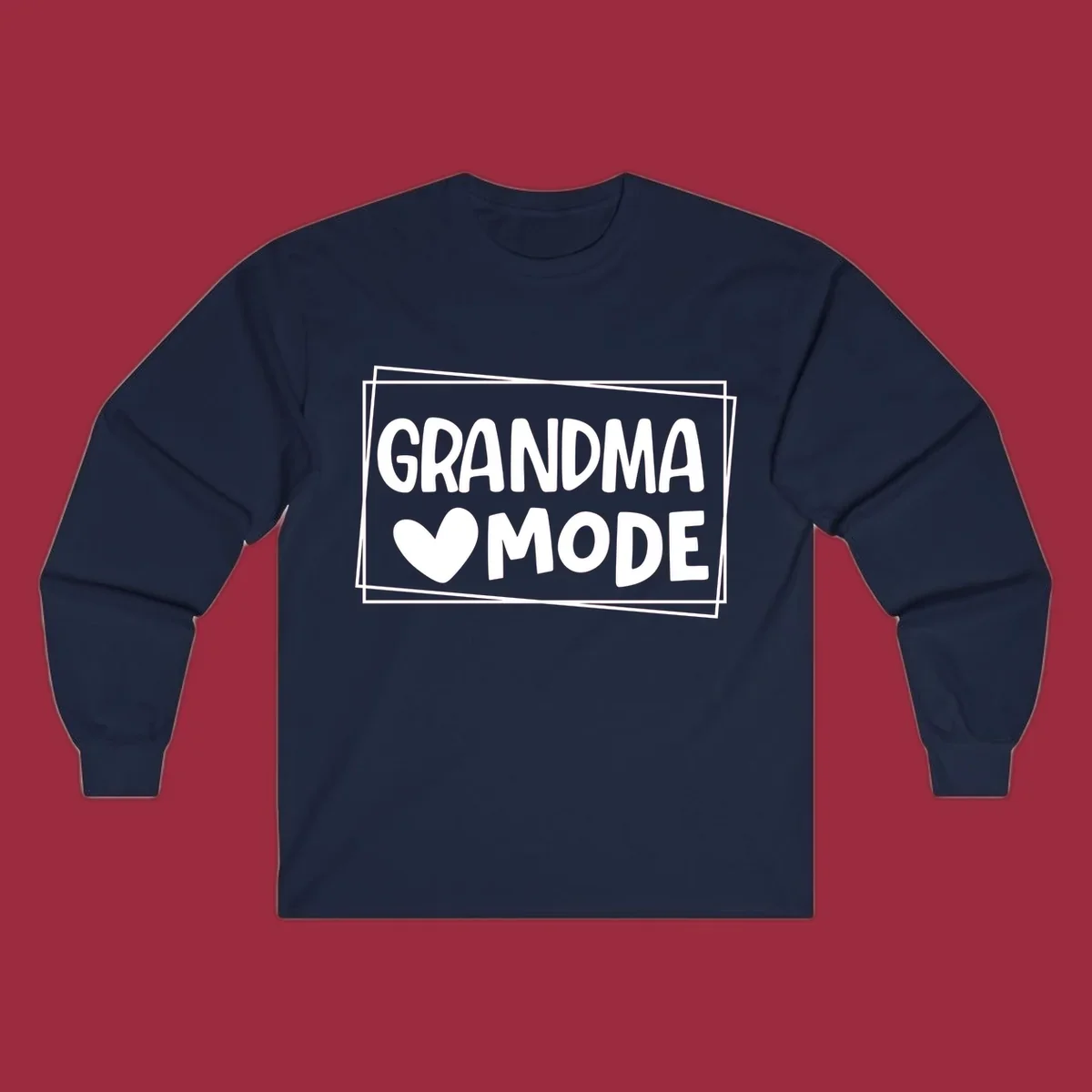 Grandma Mode text with heart icon, white on black and black on white.