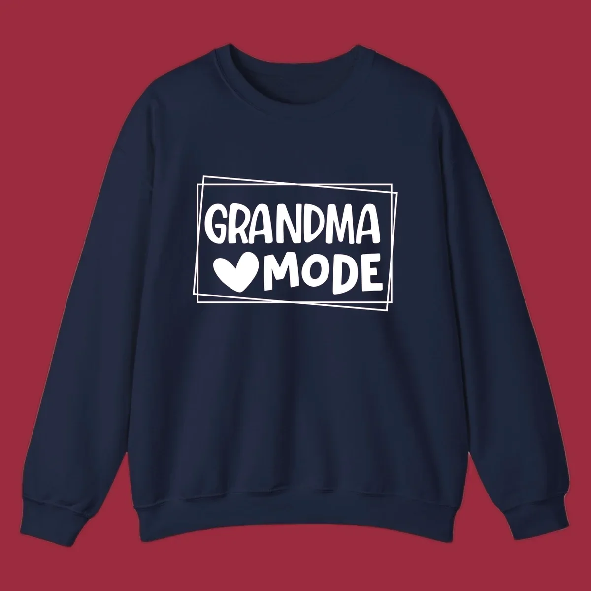 Grandma Mode text with heart icon, white on black and black on white.