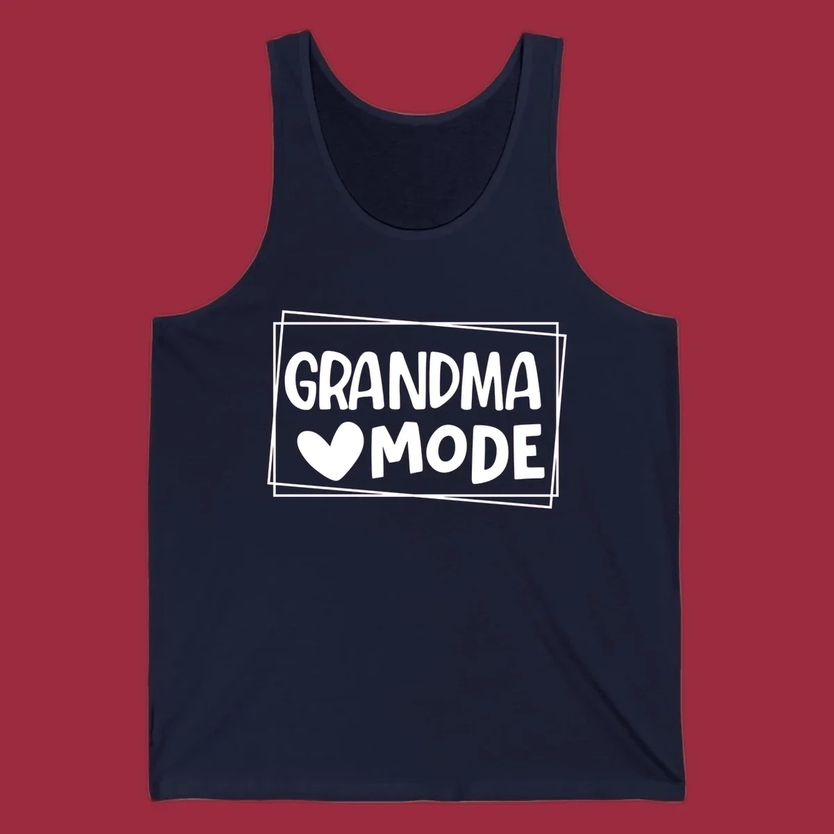Grandma Mode text with heart icon, white on black and black on white.