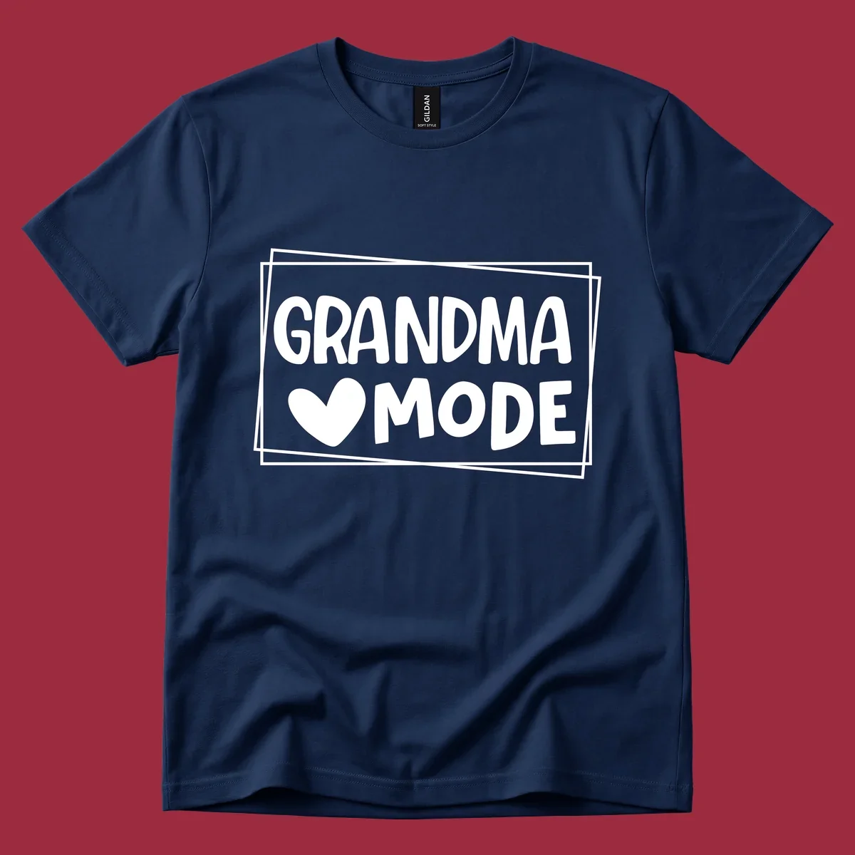 Grandma Mode text with heart icon, white on black and black on white.