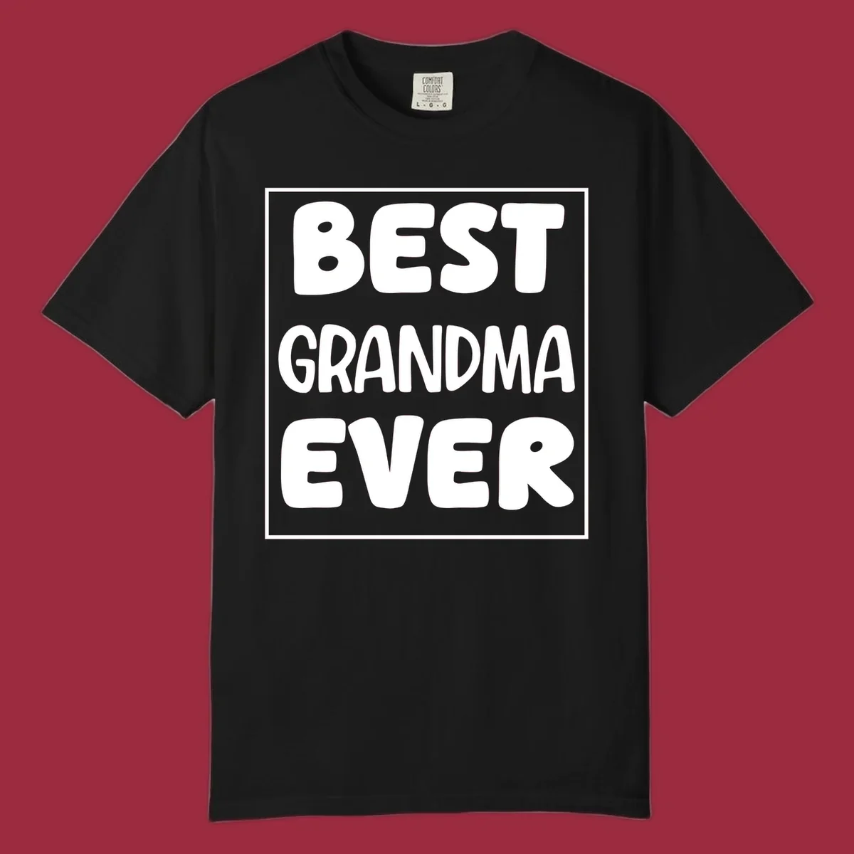 Best grandma ever typography design in white text on black background.