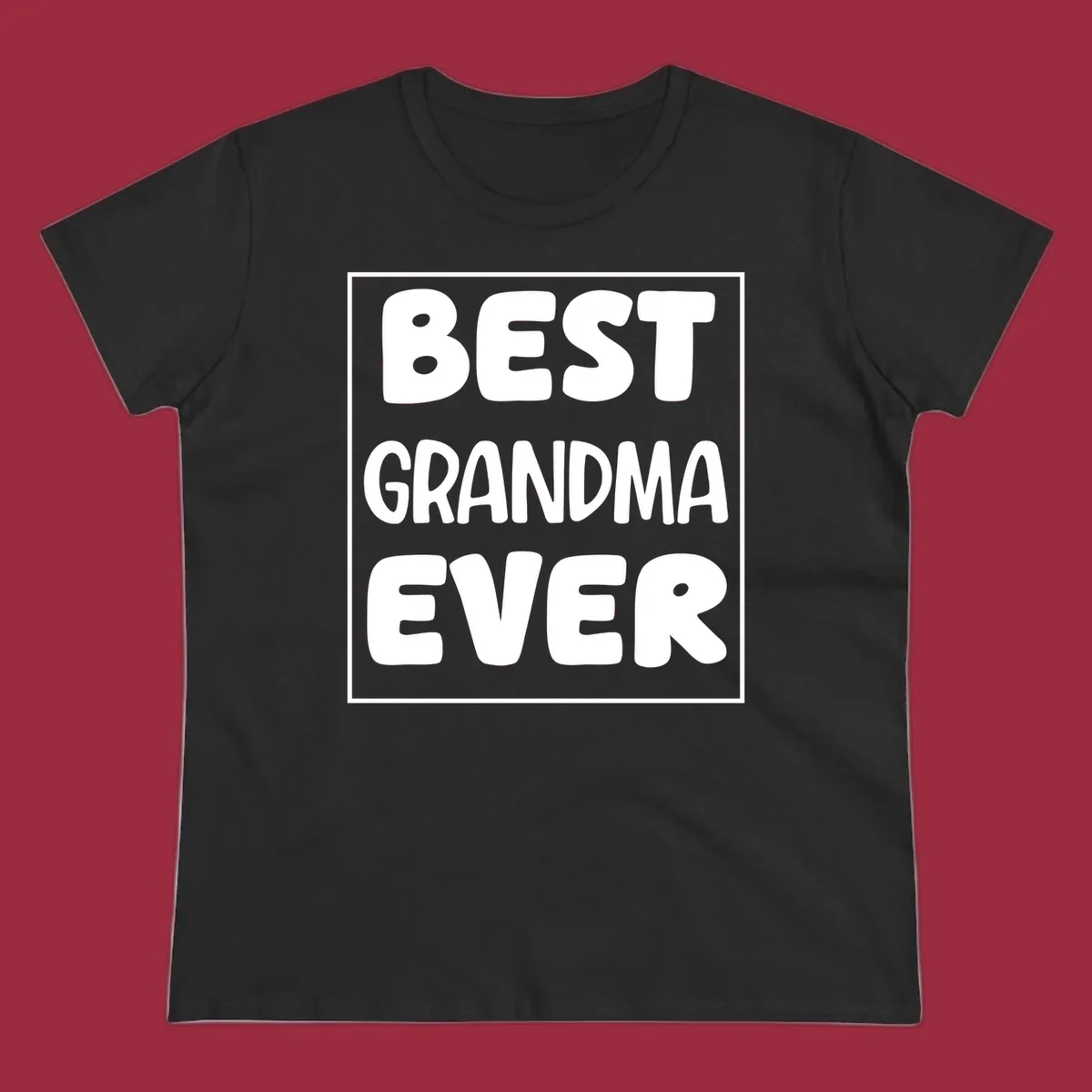 Best grandma ever typography design in white text on black background.