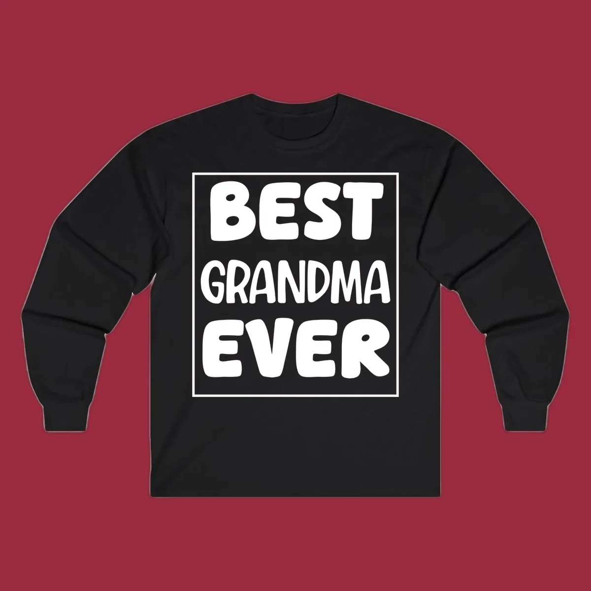 Best grandma ever typography design in white text on black background.