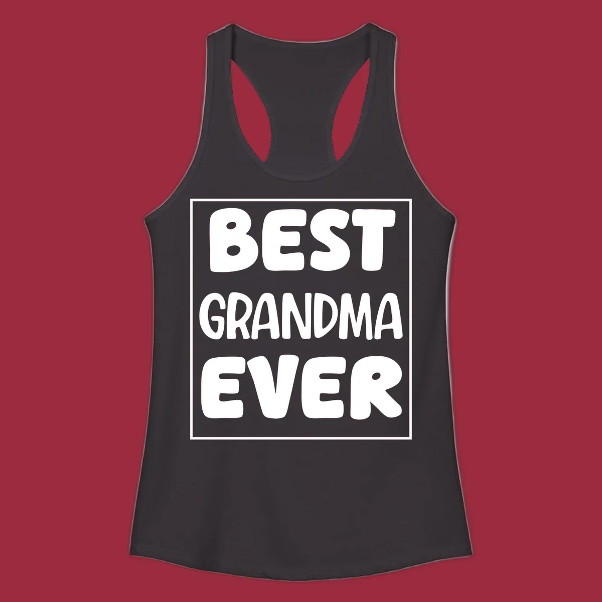 Best grandma ever typography design in white text on black background.