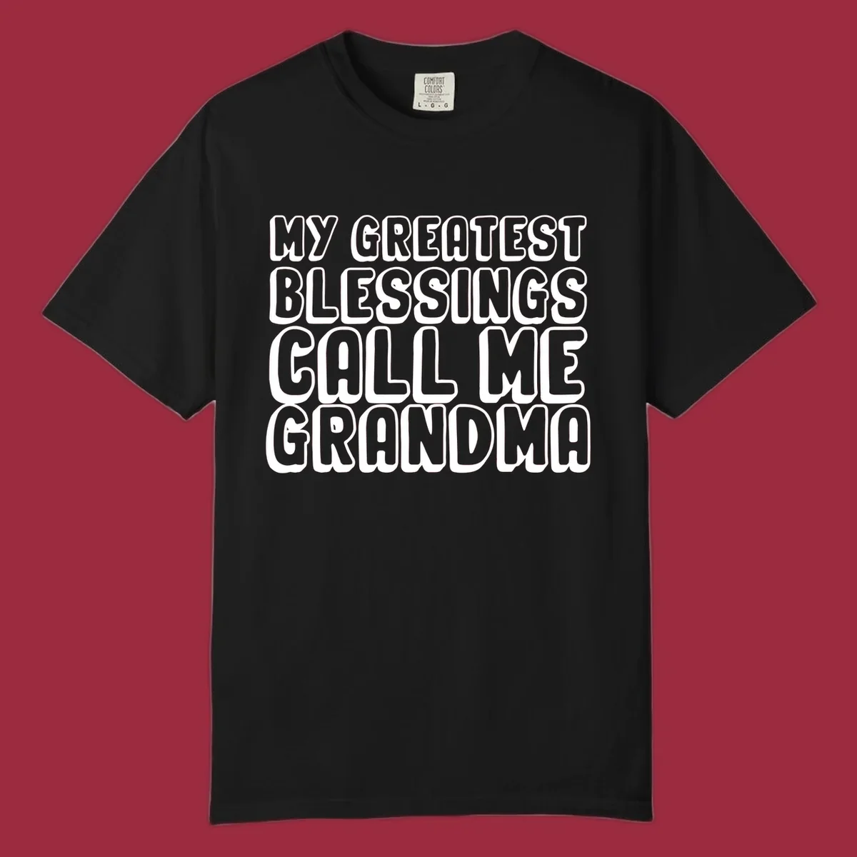 Grandma blessings call text design with bold white lettering.