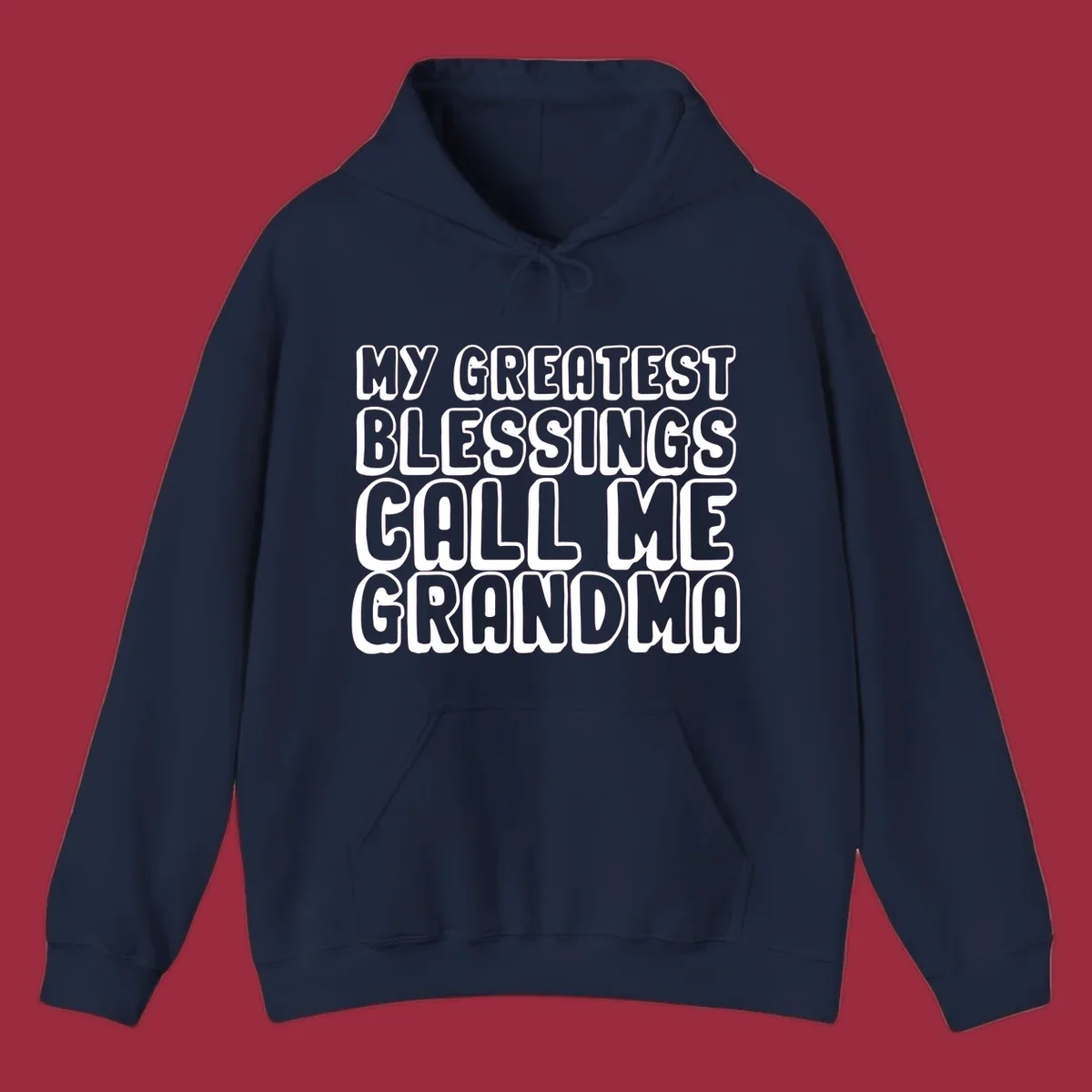 Grandma blessings call text design with bold white lettering.
