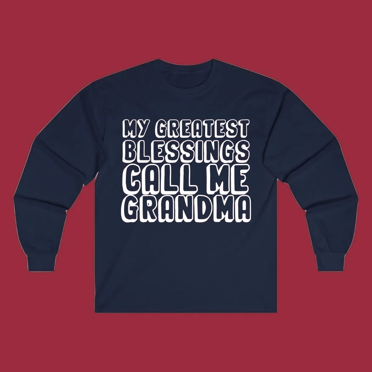 Grandma blessings call text design with bold white lettering.