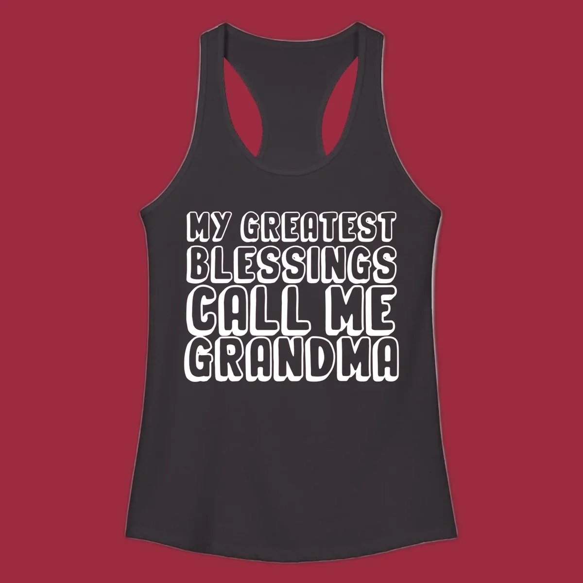Grandma blessings call text design with bold white lettering.