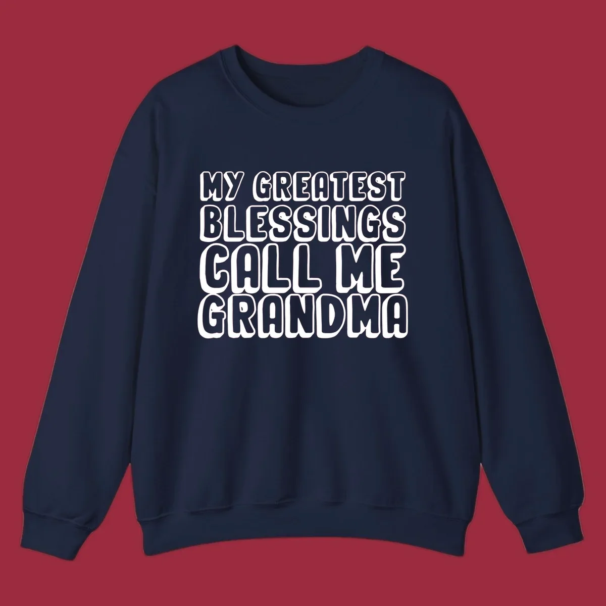 Grandma blessings call text design with bold white lettering.