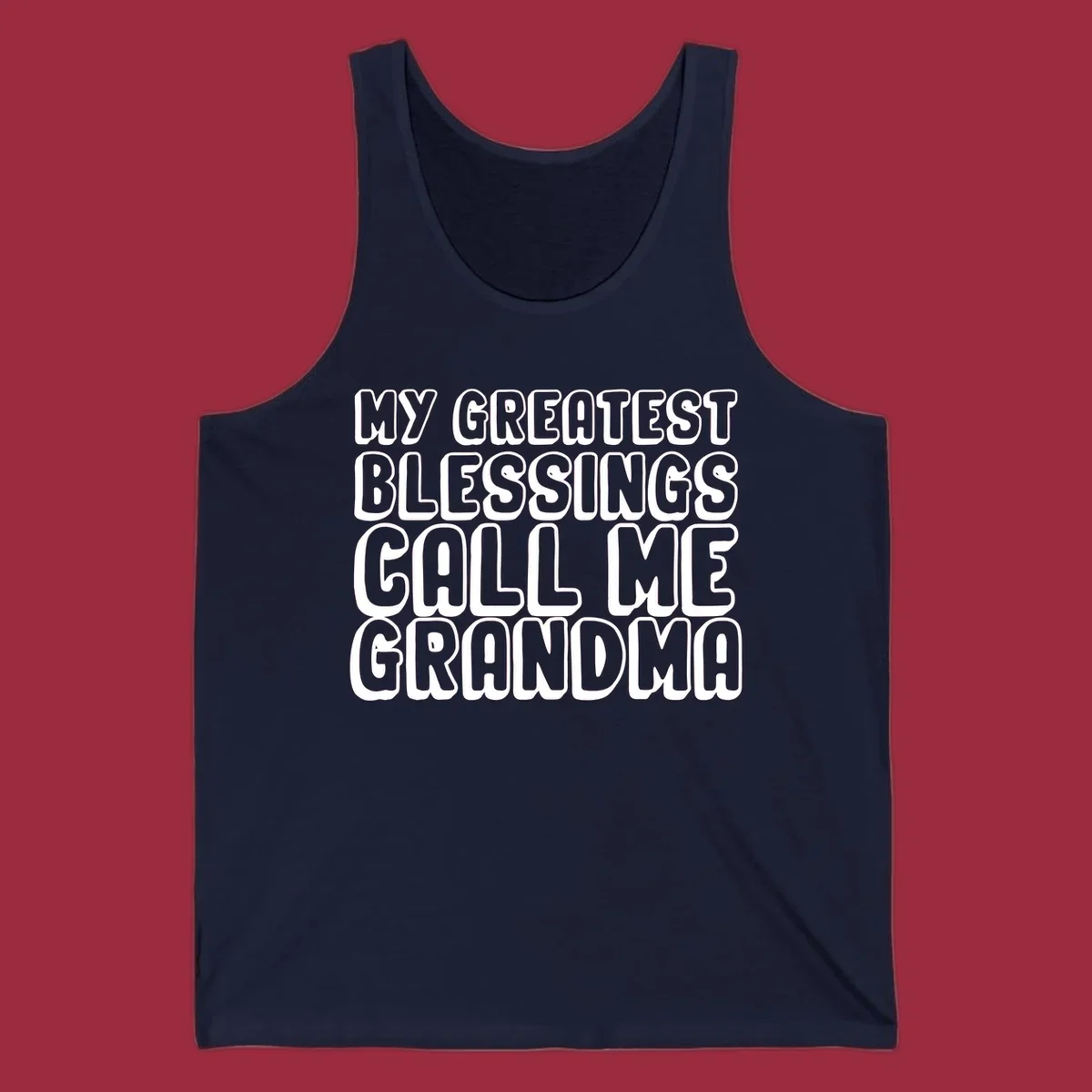 Grandma blessings call text design with bold white lettering.