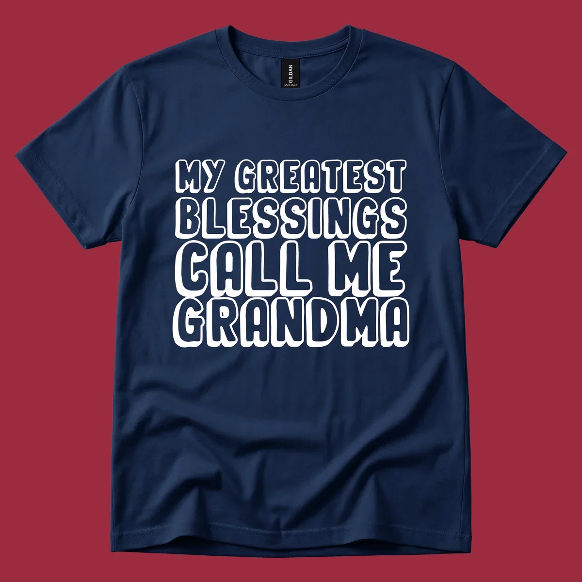 Grandma blessings call text design with bold white lettering.