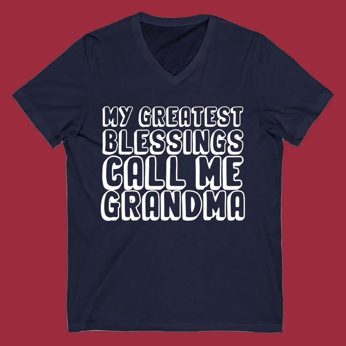 Grandma blessings call text design with bold white lettering.