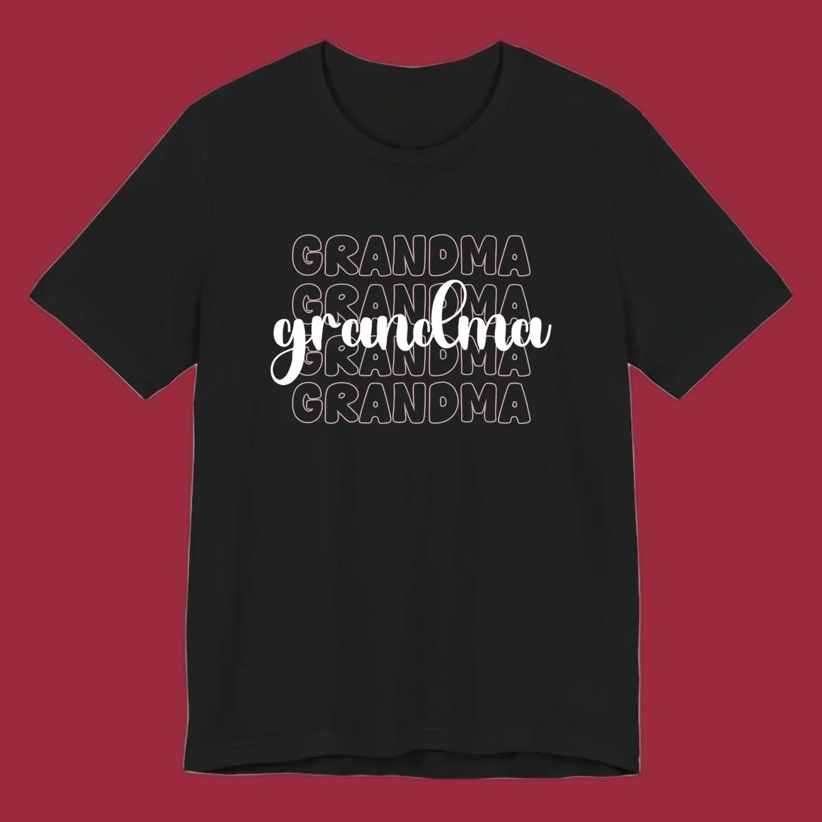 Grandma love repeating text design with outlined and script fonts.