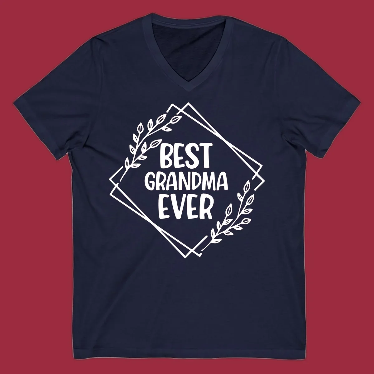 Best Grandma Ever text with floral frame on black and white backgrounds.