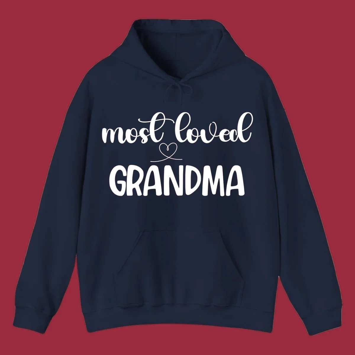 Most loved grandma typography design with a heart graphic.