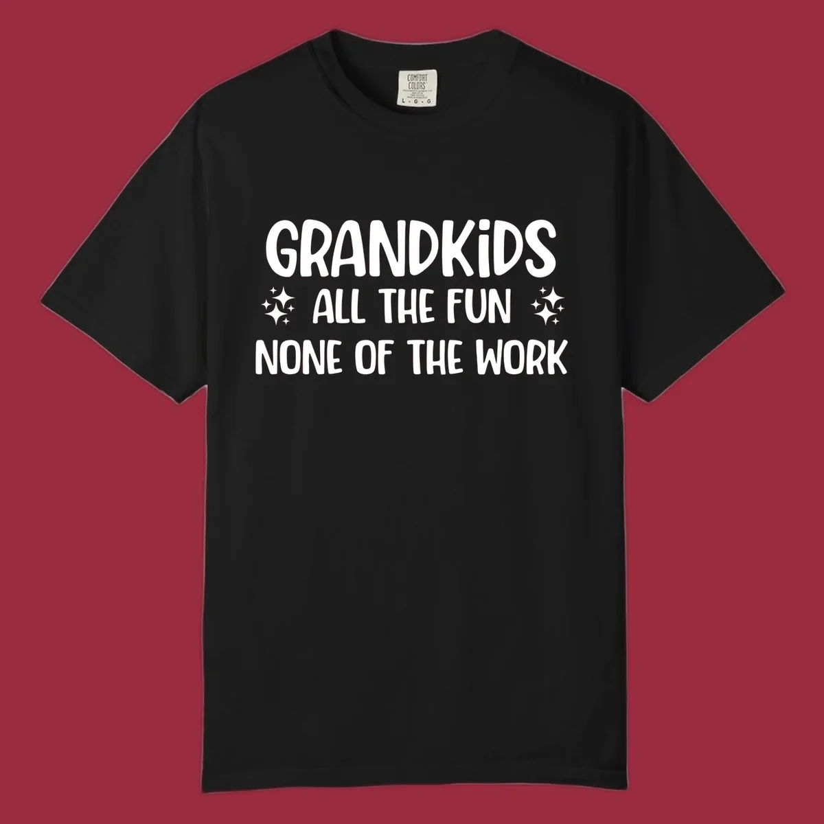 Grandkids all the fun none of the work text design with sparkle accents.