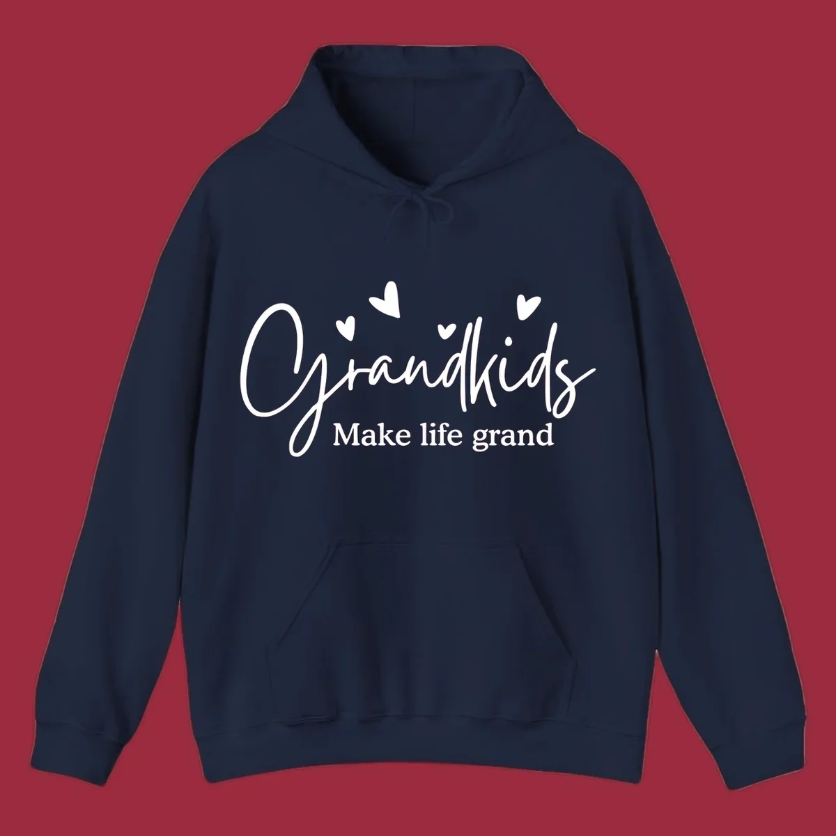 Grandkids Make Life Grand text design with hearts.