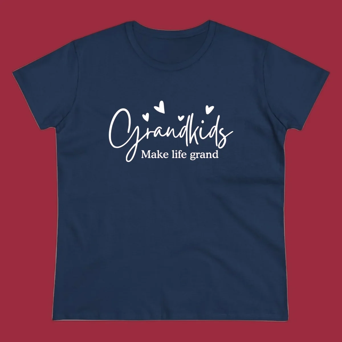 Grandkids Make Life Grand text design with hearts.