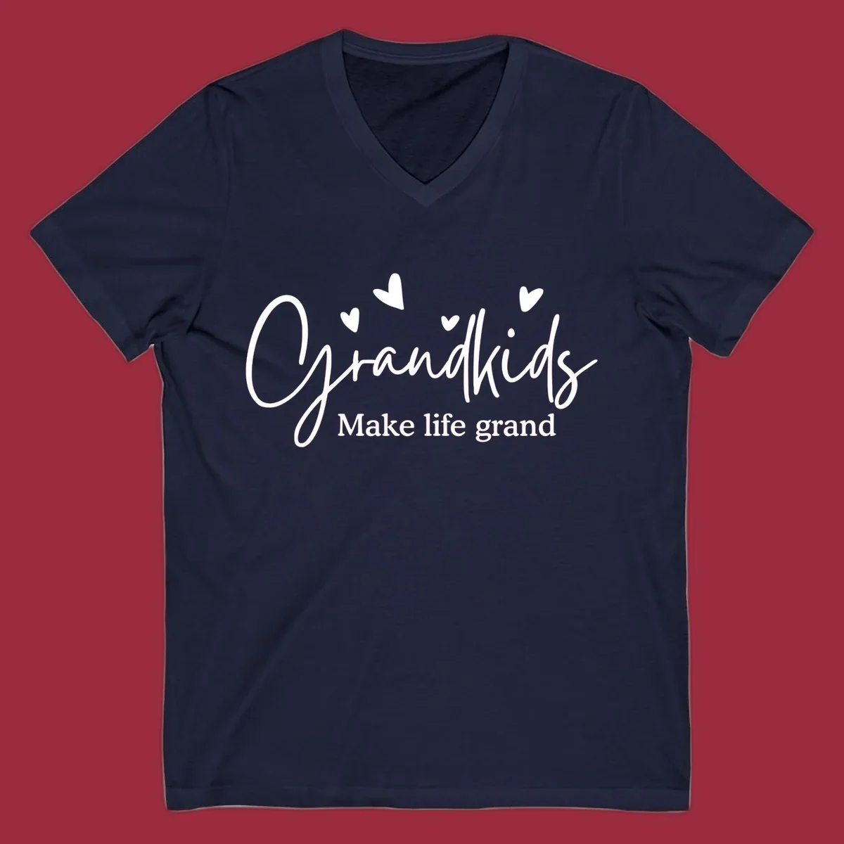 Grandkids Make Life Grand text design with hearts.