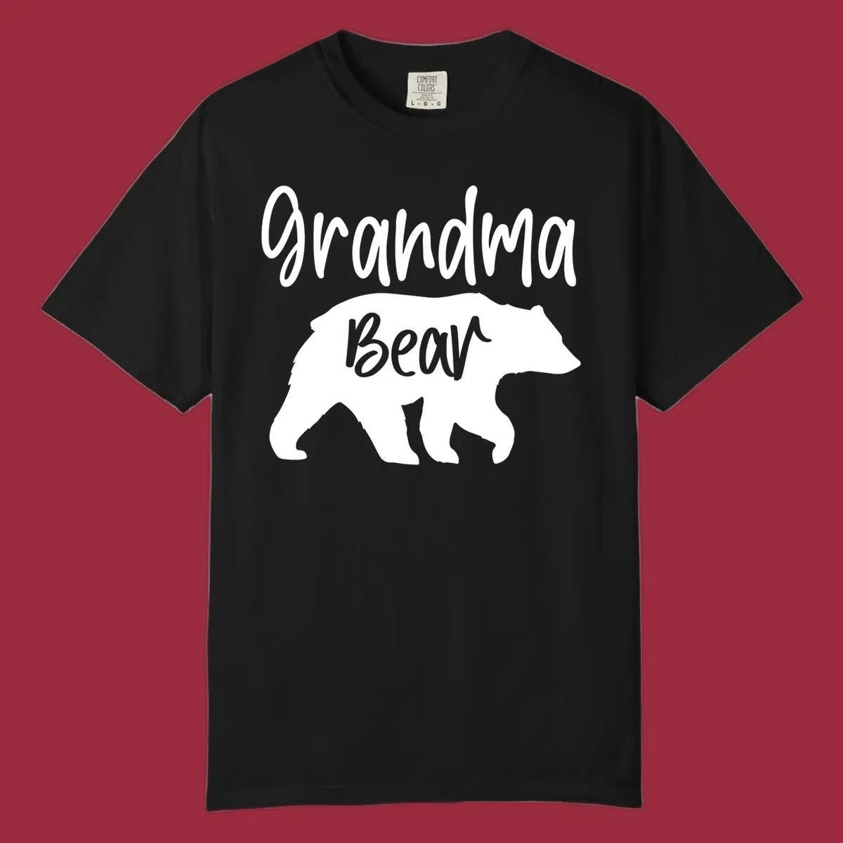 Grandma Bear graphic tee design with text and bear silhouette.
