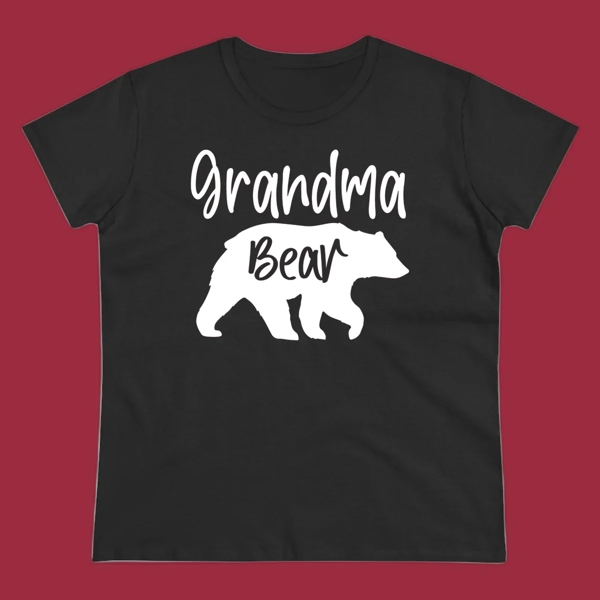 Grandma Bear graphic tee design with text and bear silhouette.