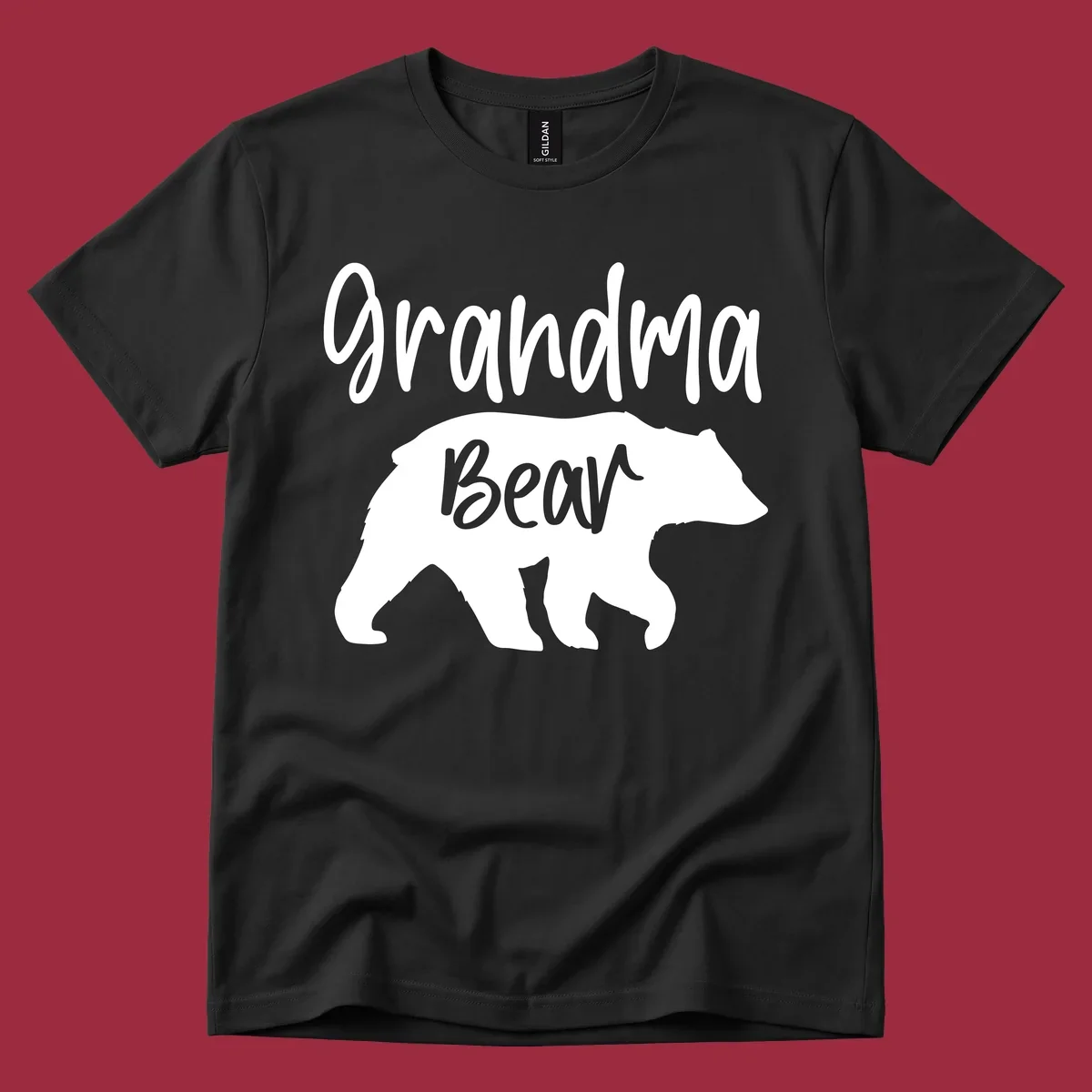 Grandma Bear graphic tee design with text and bear silhouette.