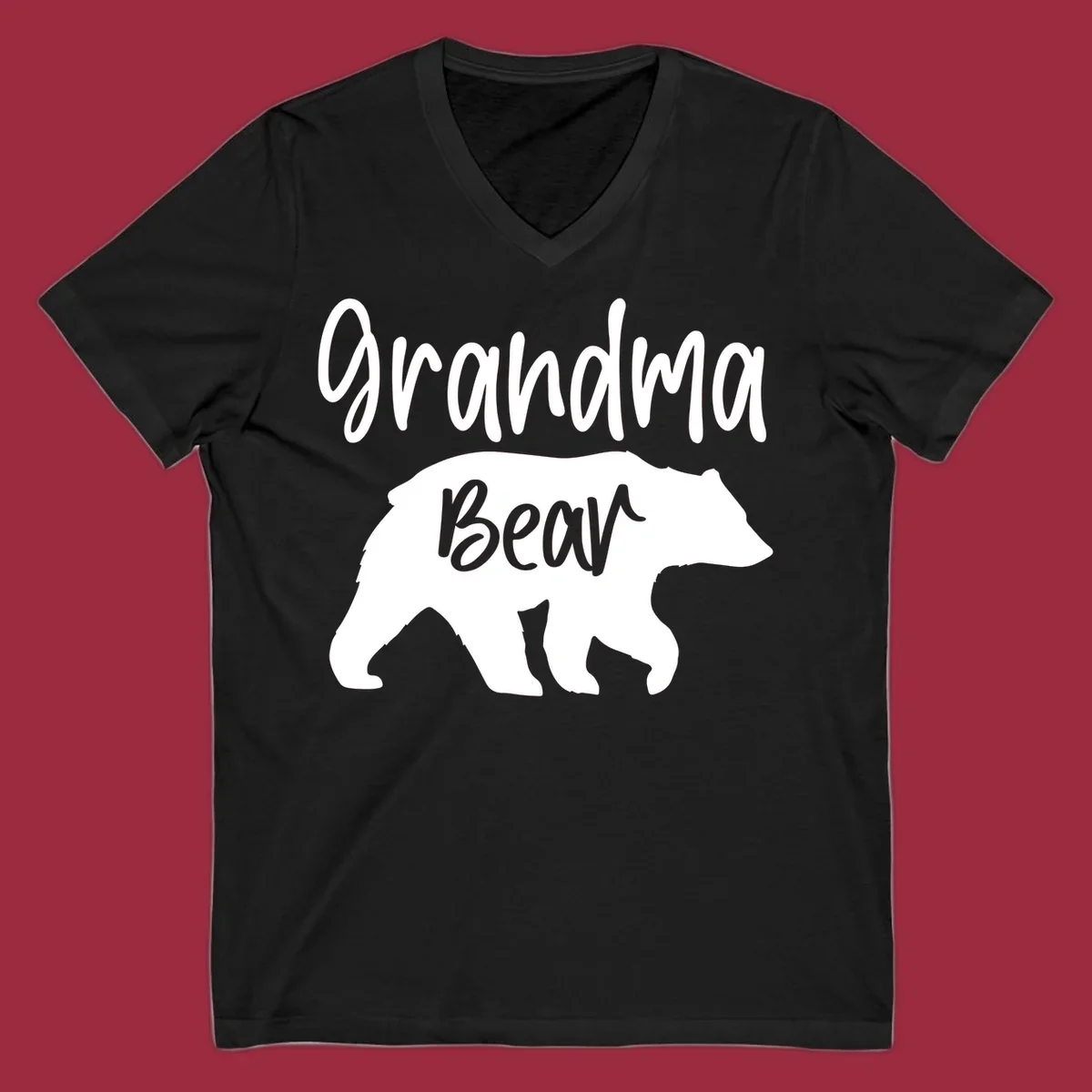 Grandma Bear graphic tee design with text and bear silhouette.