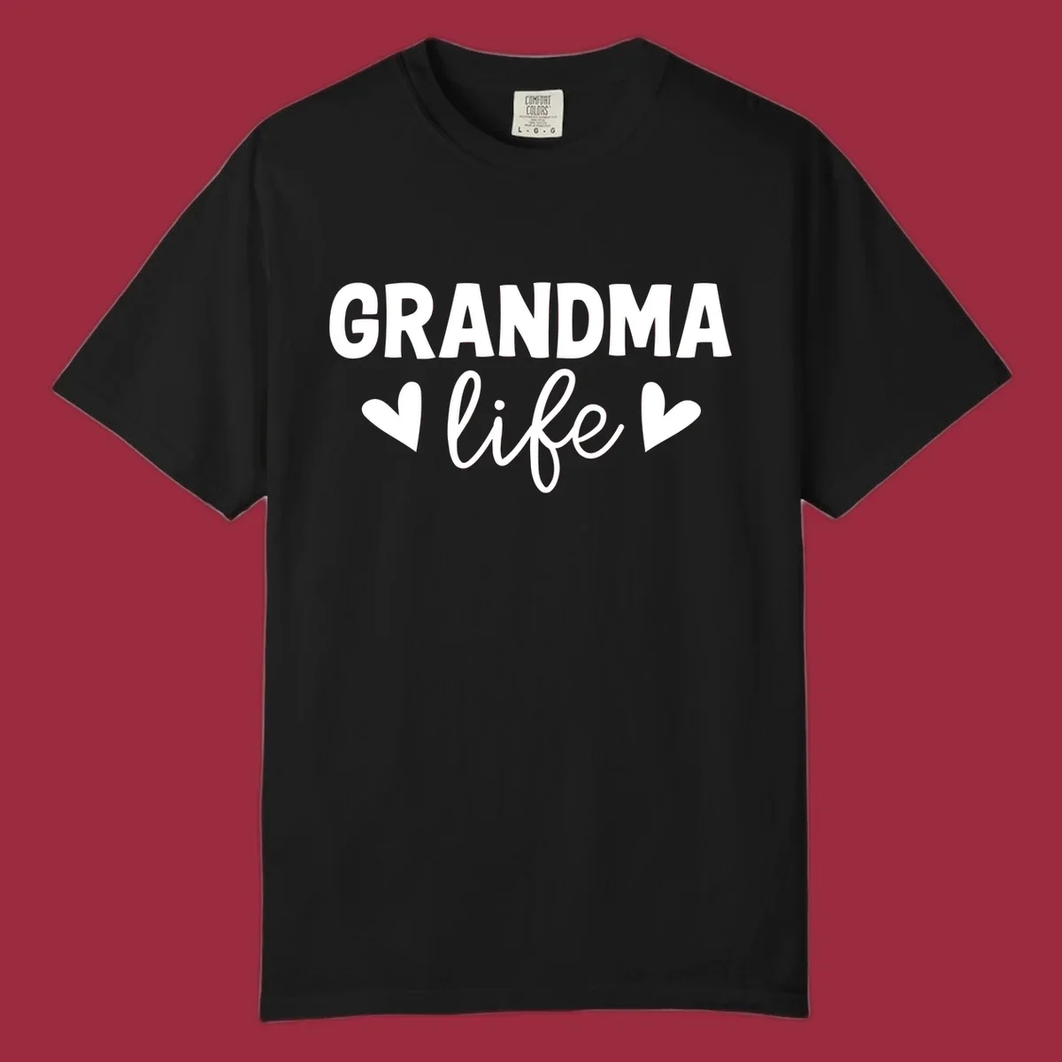 Grandma life text with hearts design
