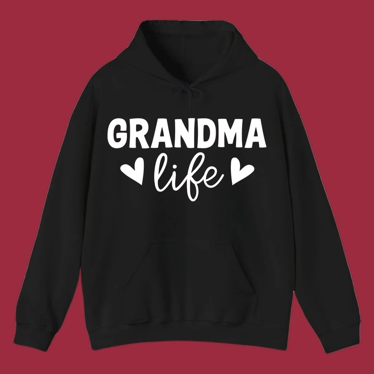Grandma life text with hearts design