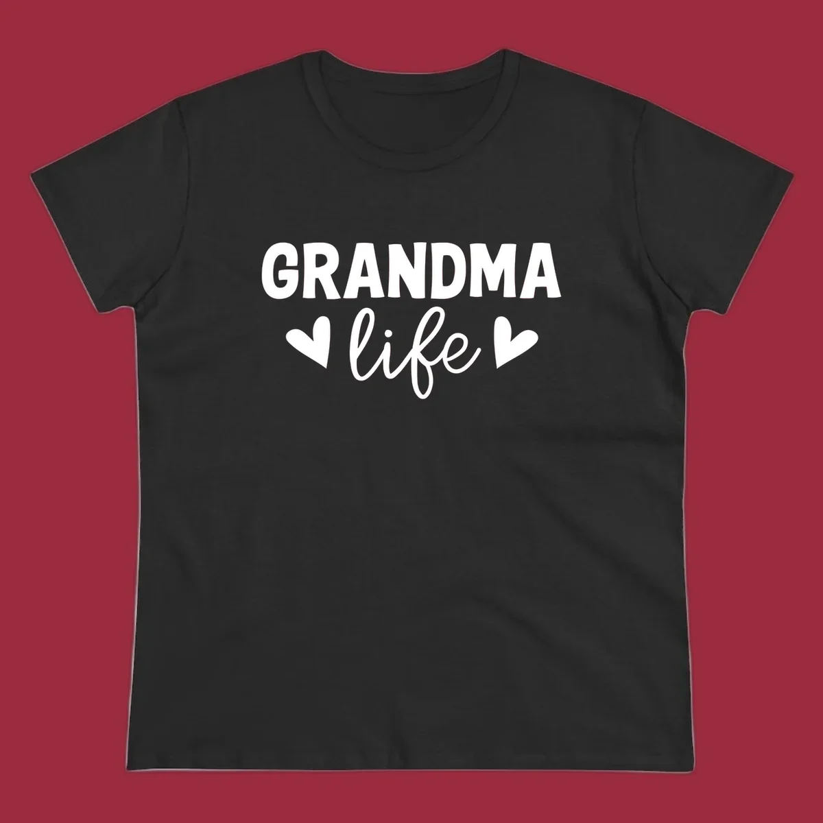 Grandma life text with hearts design