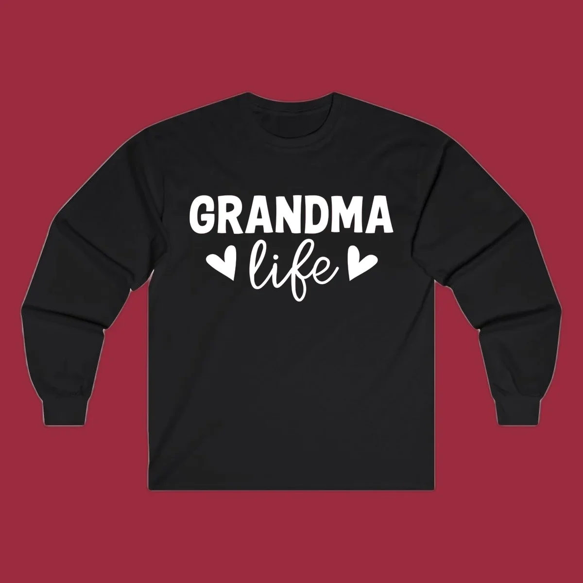 Grandma life text with hearts design