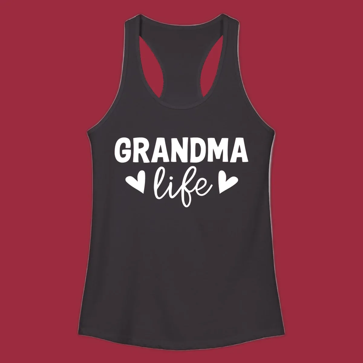 Grandma life text with hearts design