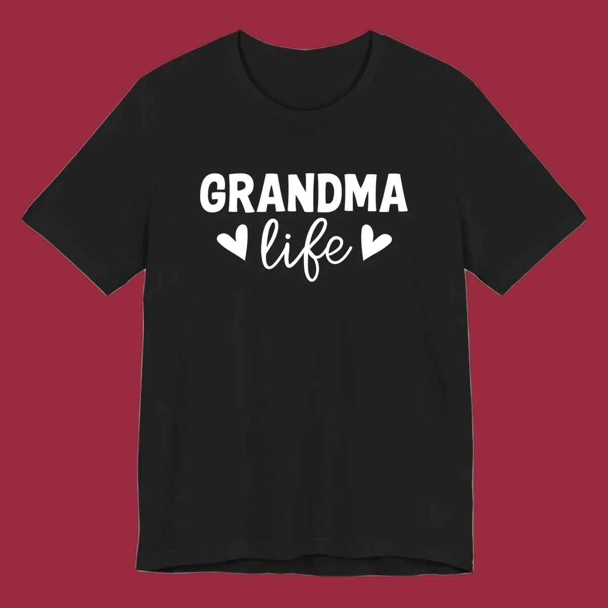 Grandma life text with hearts design