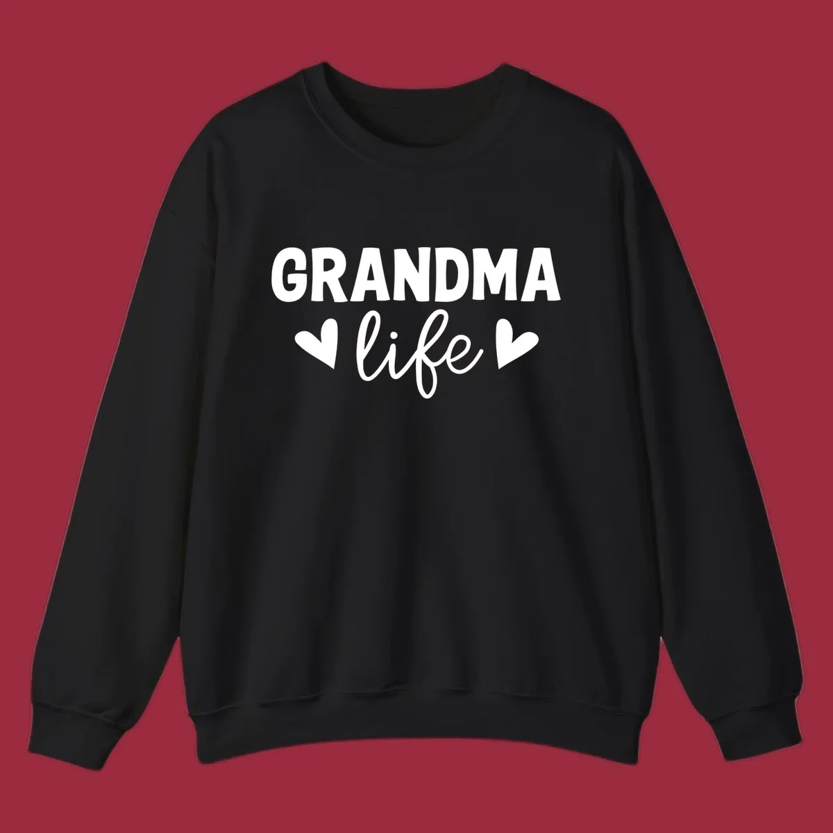 Grandma life text with hearts design