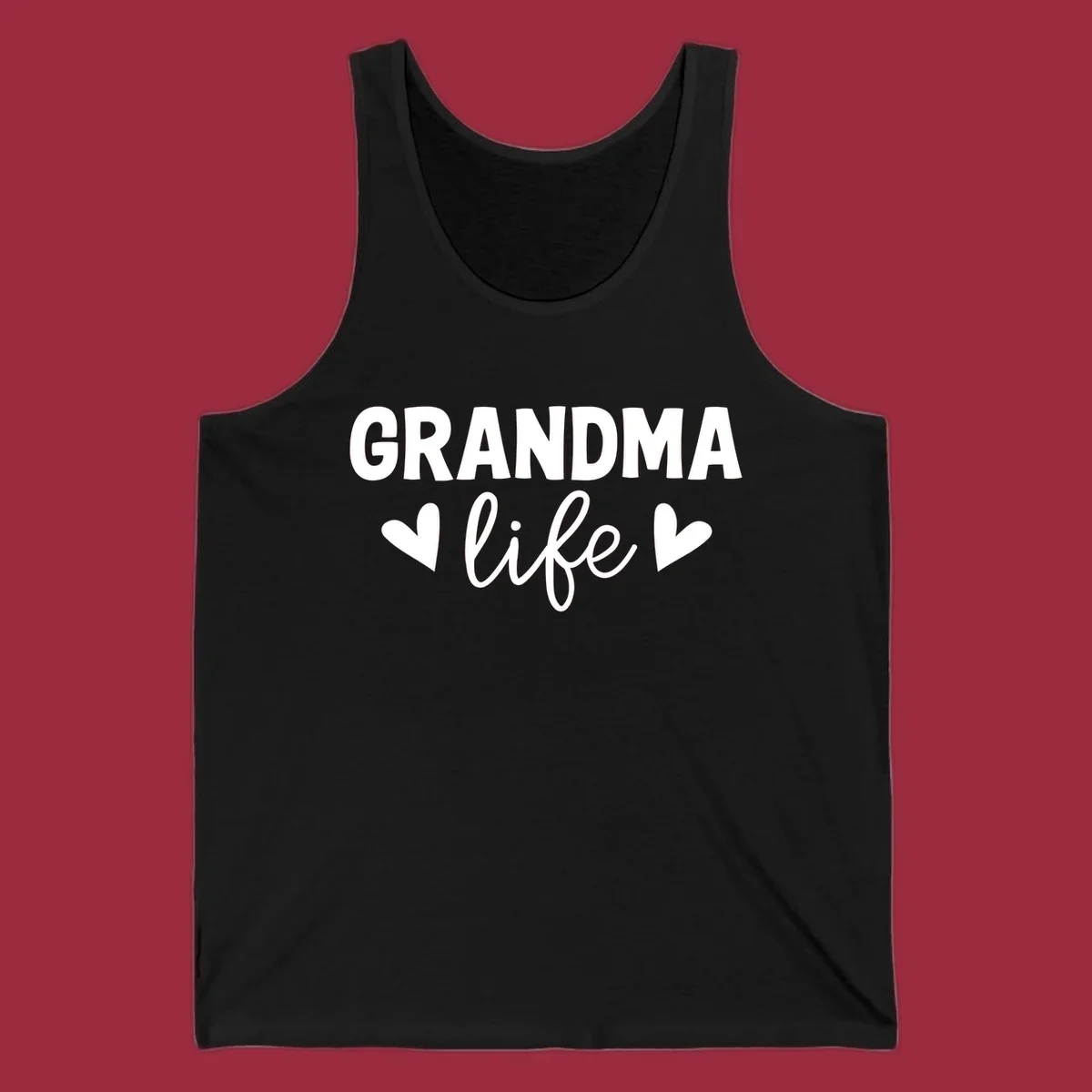 Grandma life text with hearts design