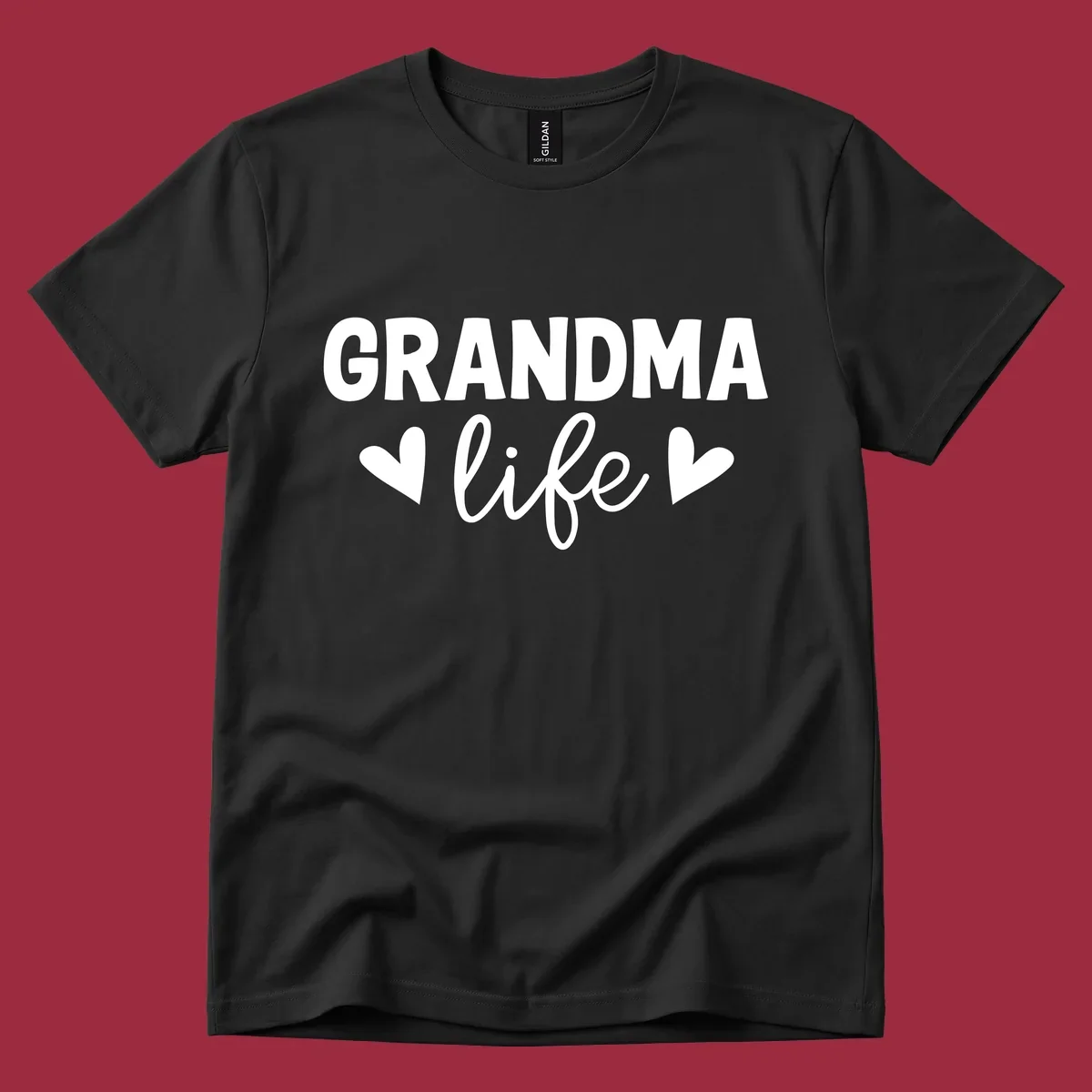 Grandma life text with hearts design