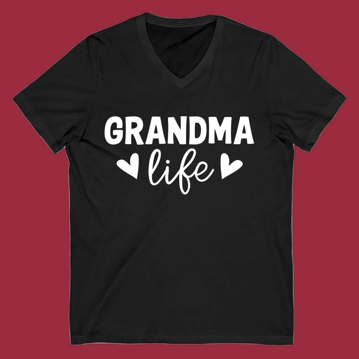 Grandma life text with hearts design