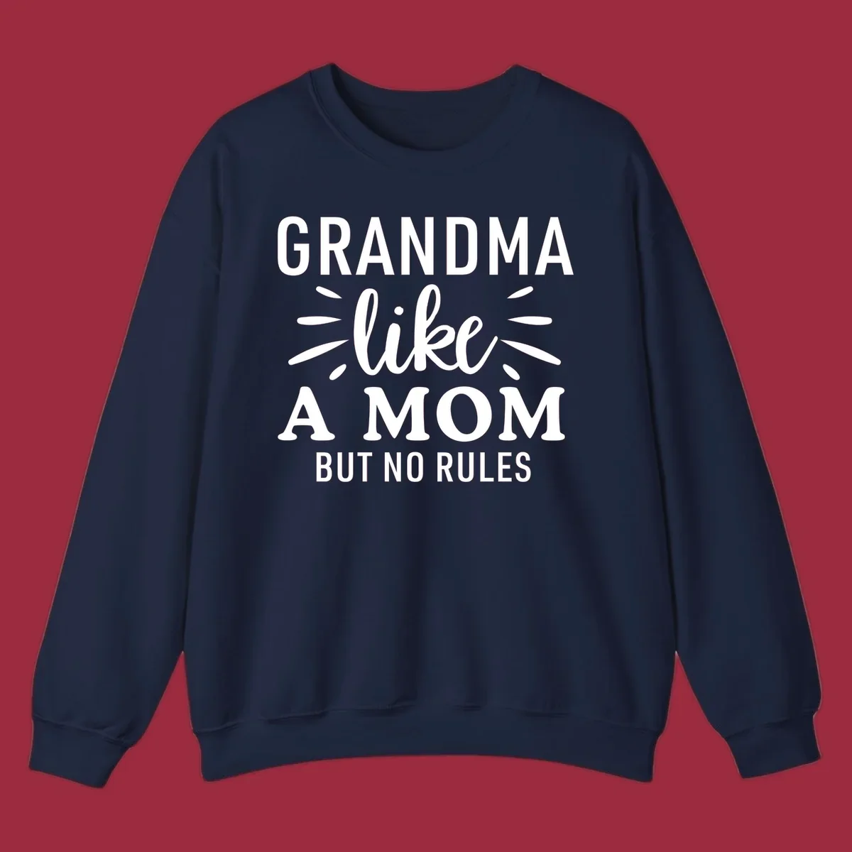 Grandma like a mom but no rules text design