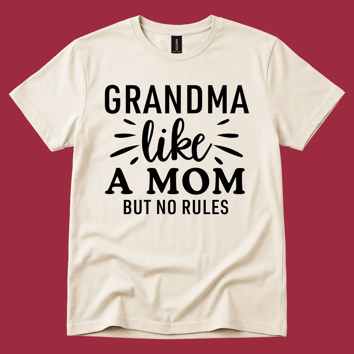 Grandma like a mom but no rules text design