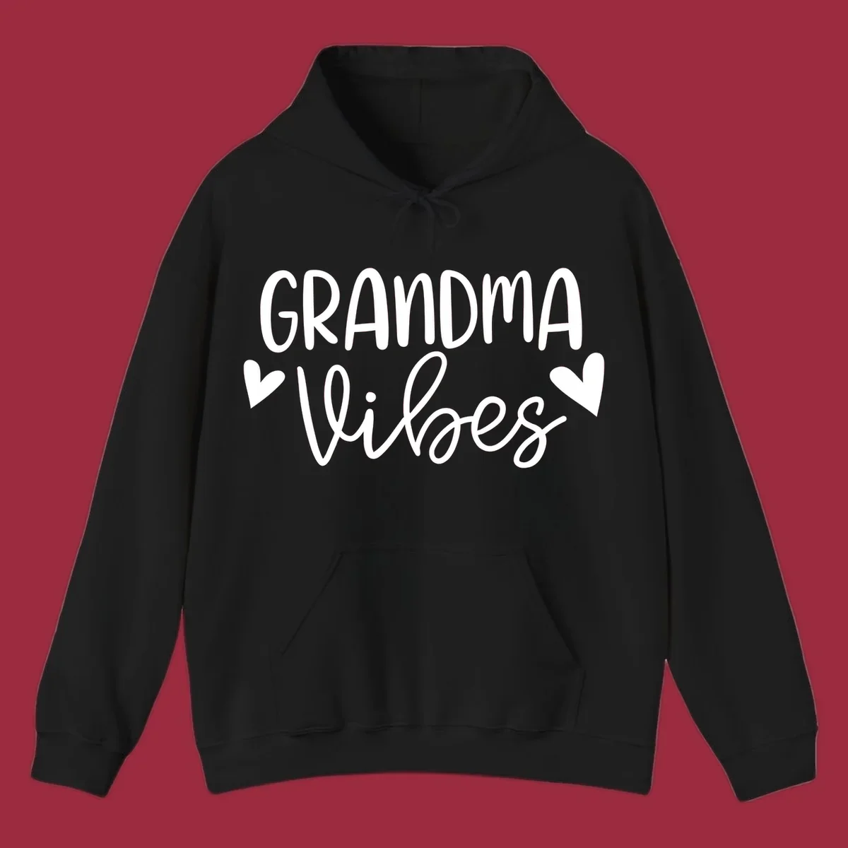 Grandma Vibes text with heart icons. Grandma-vibes.