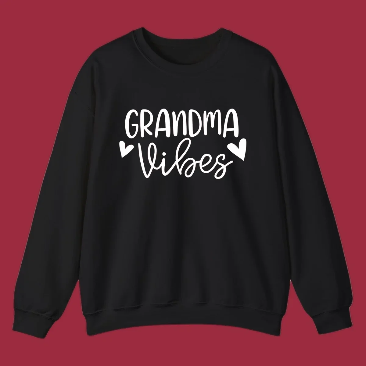 Grandma Vibes text with heart icons. Grandma-vibes.